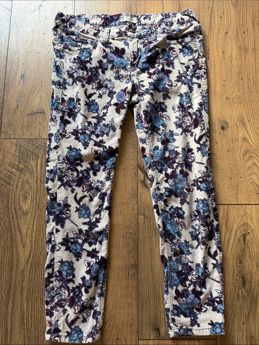 Free People Floral Print Corduroy Skinny Pants - Size 29